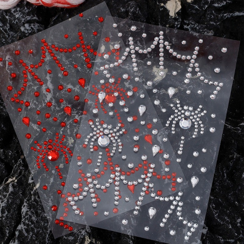 2 / 4 Cái - Miếng Dán Mặt Kim Cương Người Ngoài Hành Tinh Dark Spider - Miếng Dán Trang Phục Tự Dính Tiệc - Nhãn Dán Series Halloween - Đề Can Hình Xăm Giả Cosplay