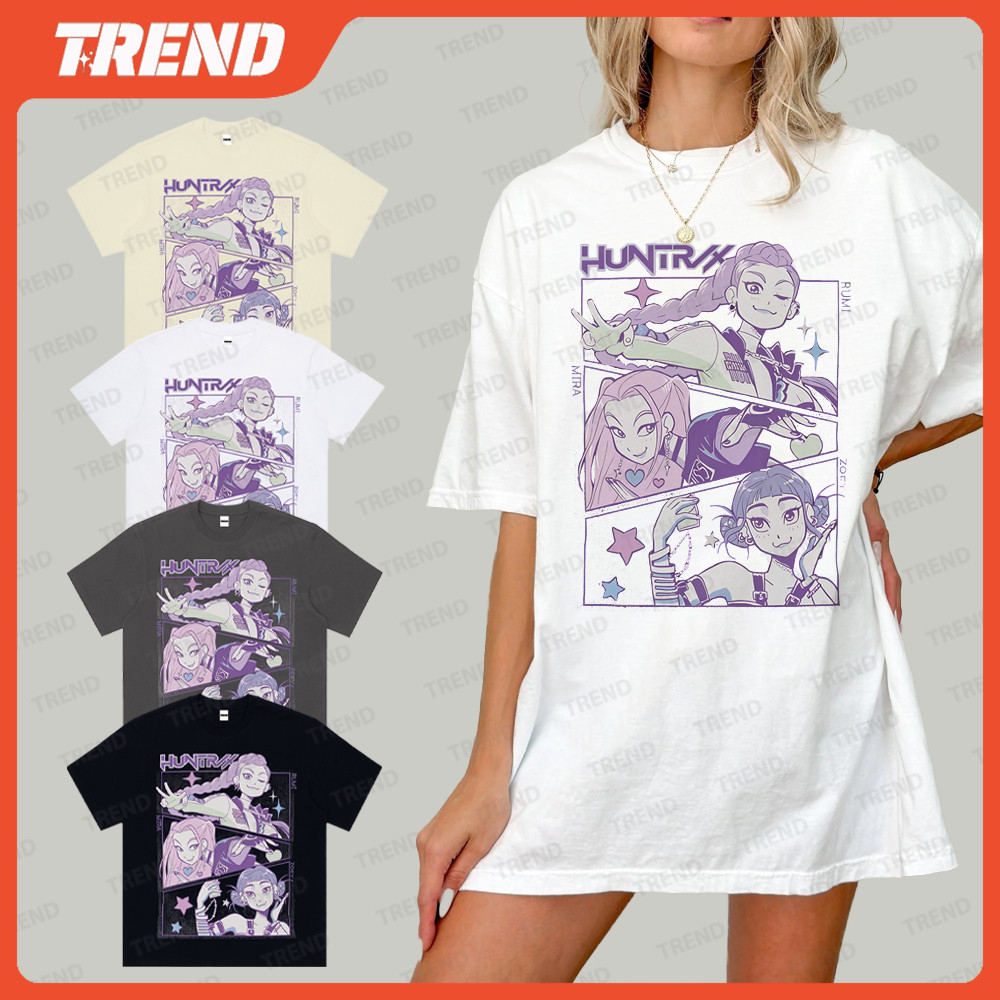 KPop Demon Hunters Huntrix Merch Cotton Áo Thun Unisex Vintage Anime ...