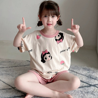 Bộ đồ ngủ bé gái mùa hè chất lạnh - Áo thun tay ngắn và quần short, mặc nhà thoáng mát