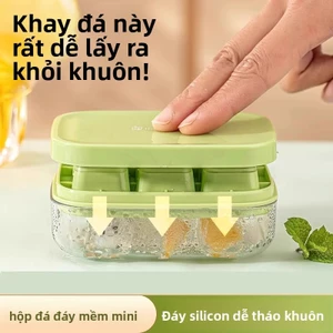 Khay làm đá silicon có nắp, cấp thực phẩm, dễ lấy đá, dùng tại nhà, hộp đá tiện dụng