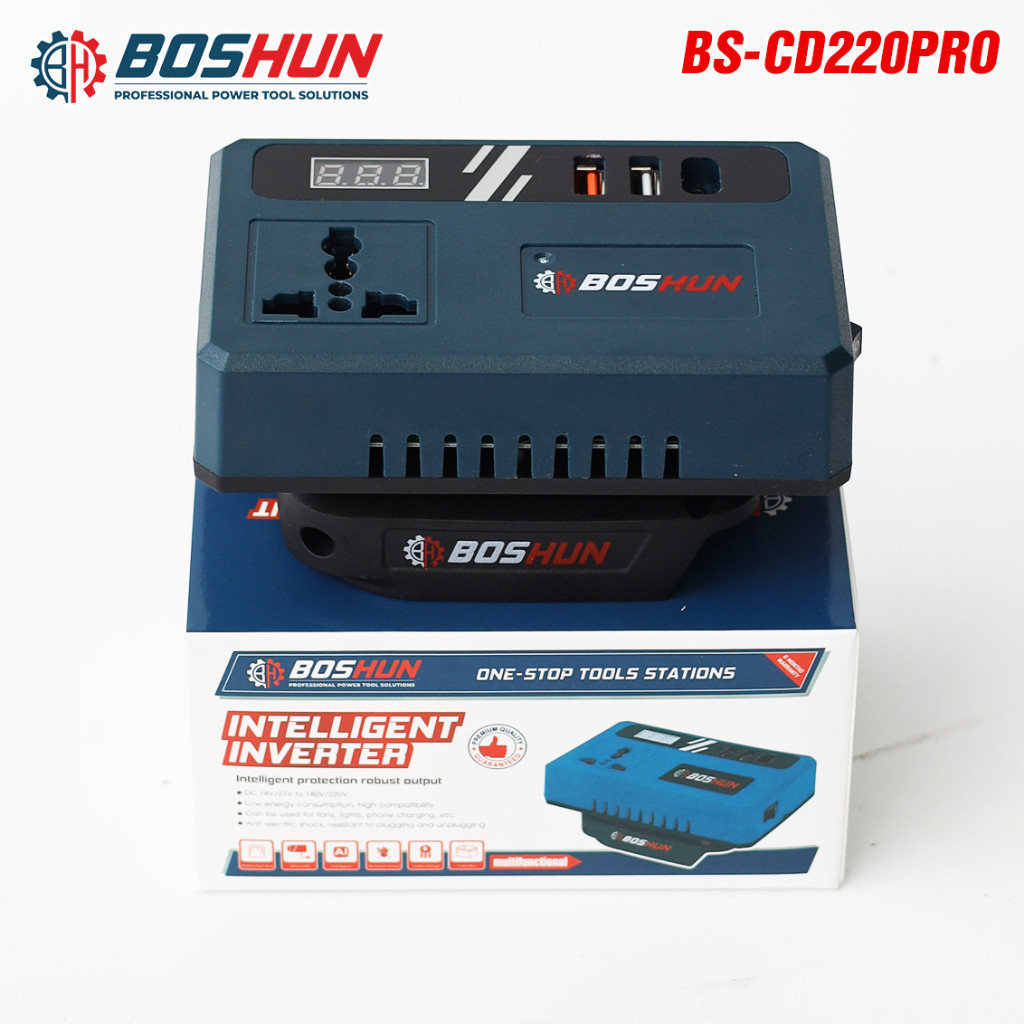 Đế chuyển đổi nguồn điện BOSHUNN BS-CD220PRO chuyển từ pin 21V lên 110V - 220v