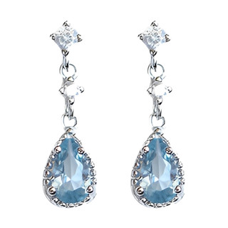 Bông Tai Thả Zircon Màu Xanh Cho Nữ, Hợp Kim Kẽm Sáng Bóng - Quà Tặng Perfect Dự Tiệc