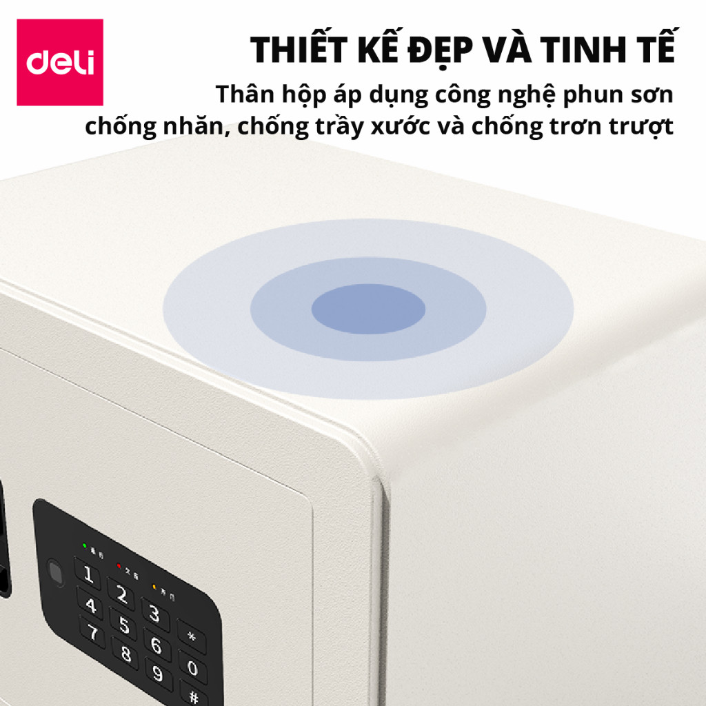 [Tặng Pin] Két Sắt Vân Tay DELI Thiết Kế Kim Loại Carbon Chống Cắt Chống Cháy An Toàn Bảo Vệ Tài Sản