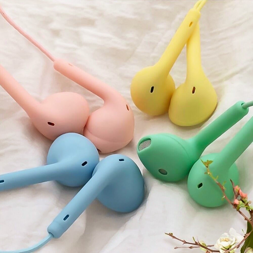 Tai nghe có dây U19 Tai nghe có Mic khử tiếng ồn Giắc cắm tai nghe 3,5 mm Macaron Phim hoạt hình nút dễ thương