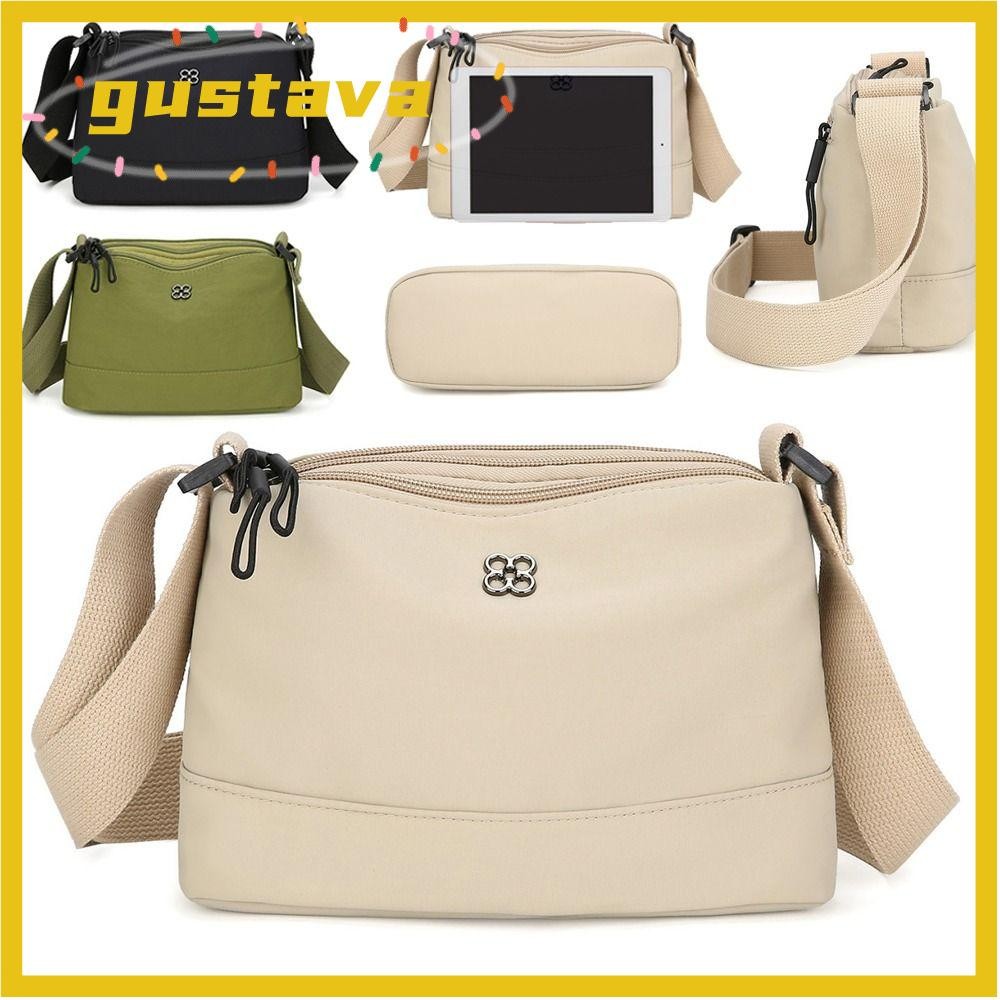 Túi đeo vai nữ GUSTAVA, Nhiều túi Túi đeo chéo phong cách thông thường, Túi Tote màu trơn bằng vải Nylon mềm hợp thời trang cho bé gái