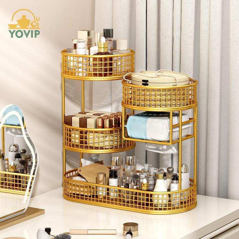 YOVIP 1 Nhẹ Sơn Kim Loại Hộp Đựng Mỹ Phẩm Lắp Đặt Trang Điểm Giá Để Đồ Trang Điểm Hiện Đại Vanity Kệ Để Bàn VN