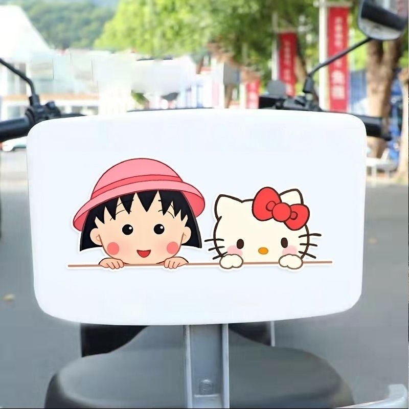Cherry Maruko Xe Phía Sau Kính Chắn Gió Trang Trí Dán Mèo Mèo Xe Máy Chống Thấm Nước Dán