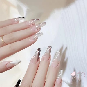 24 Chiếc Móng Tay Giả Nhiều Màu Sắc Gradient Bộ Móng Tay Có Dụng Cụ Dính Trang Trí Tay Móng Tay Nghệ Thuật