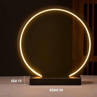 [Giá rẻ] Kệ đèn led tròn đế kim loại - đế gỗ hào quang trang trí chỉnh được 3 màu