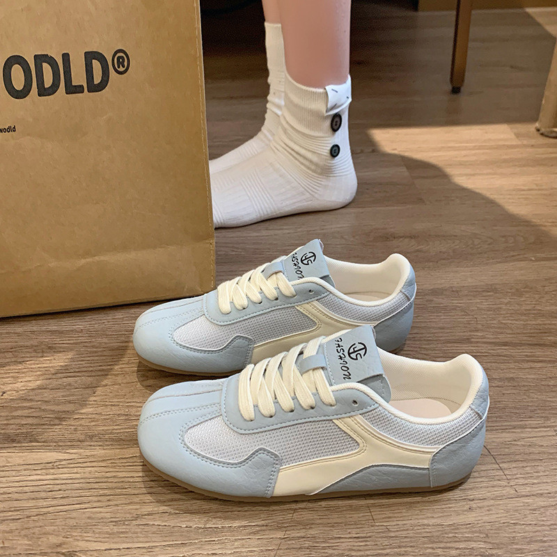 🔥Còn hàng🔥Giày sneaker nữ Giày phẳng lưới thoáng khí đế mềm và chống trượt Tím hồng xanh vàng