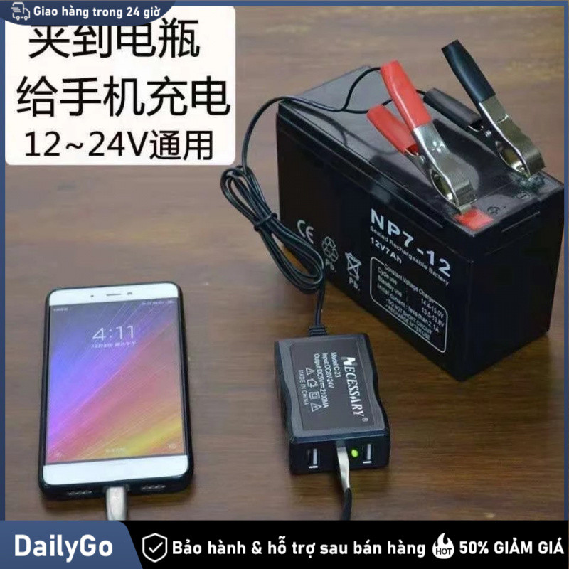 Bộ Sạc Điện Thoại USB 12V–24V Ra 5V – Sạc Từ Xe Hơi, Xe Máy, Tương Thích Mọi Loại Điện Thoại