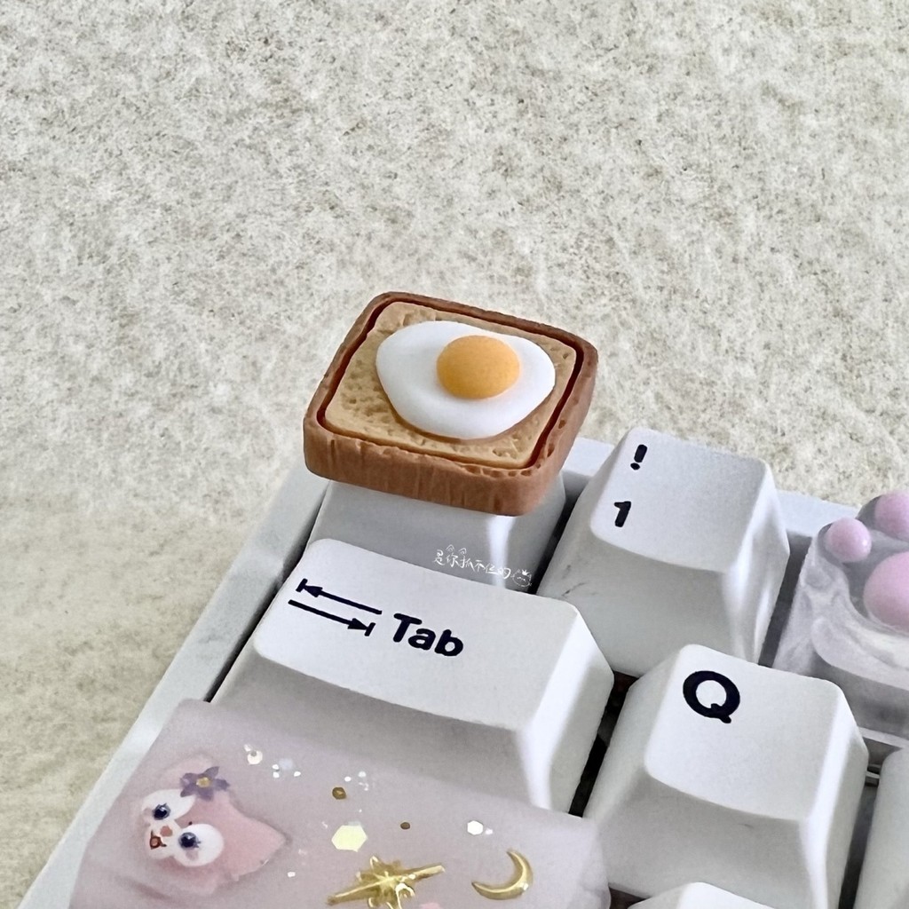 Keycap Dễ Thương Trục Chữ Thập Cơ Keycap oem Chiều Cao R4 Bổ Sung Độc Đáo Cheeseburger Trứng Nướng Ba Chiều / llko