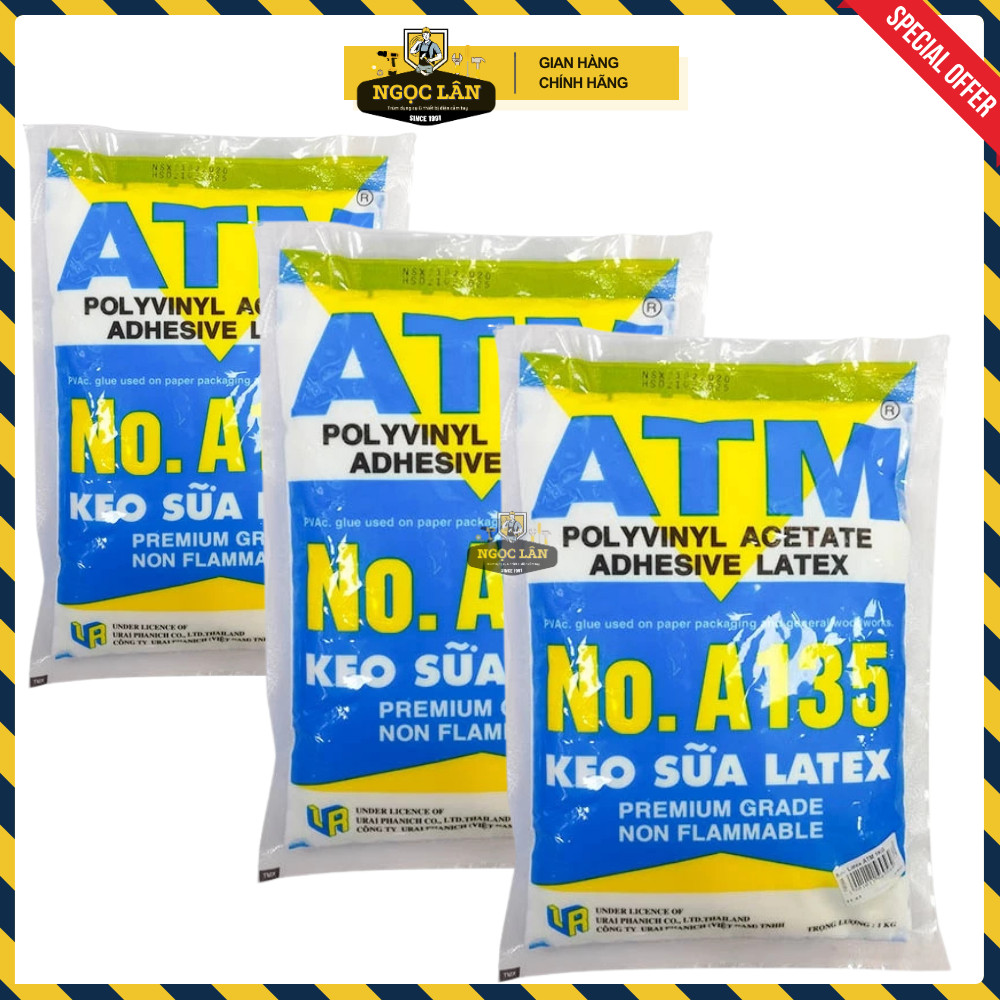 [Giá 1/2 thùng chính hãng] Keo sữa latex ATM dán thảm simili, giấy dán tường, gỗ (thùng 10 túi, 1kg/túi)