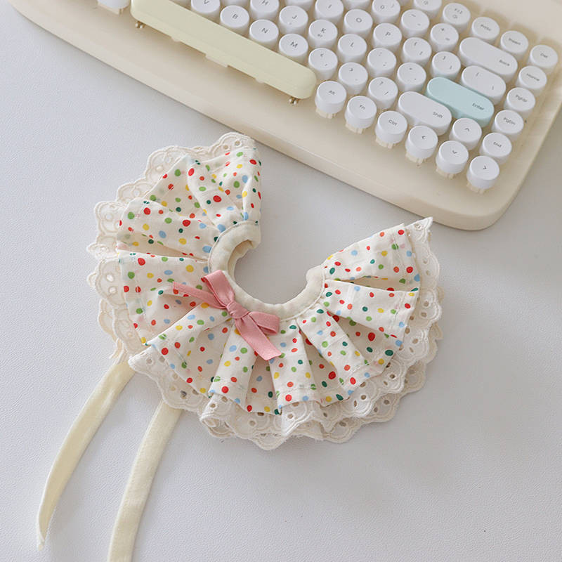【Ready Stock】 for Cats and Dogs Pet Collar Triangular Binder Saliva Towel Cat Collar Scarf Fabric Lace 0XRS