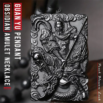 Mặt dây chuyền vòng cổ Obsidian Quan Công tự nhiên Tượng Phật Thần Tài Vòng cổ Mặt dây chuyền Bùa hộ mệnh Mặt dây chuyền phước lành Mặt dây chuyền cặp đôi nam nữ Mặt dây chuyền cặp