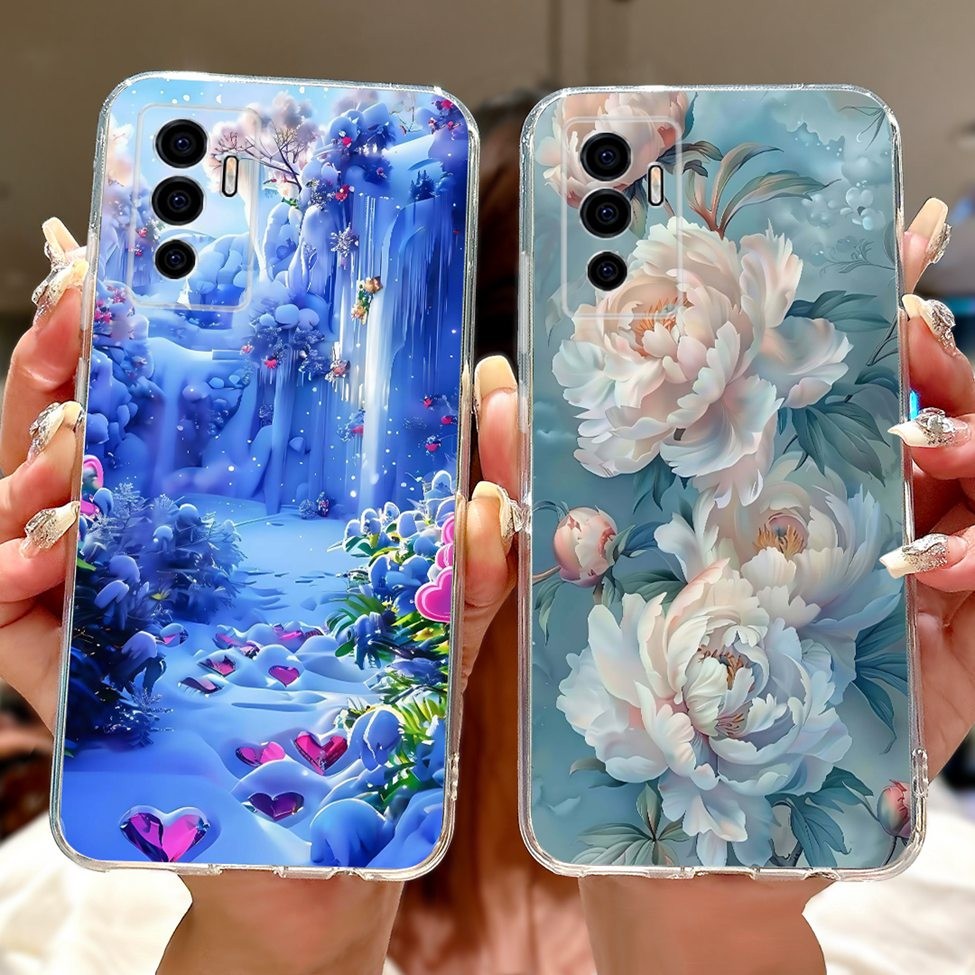 Vivo V23e Ốp Lưng Trong Suốt Thẩm Mỹ Mèo Dễ Thương Thời Trang Hoa Sơn Thoáng Mát Ốp Lưng TPU Mềm Vivo V23e Ốp lưng Sang Trọng
