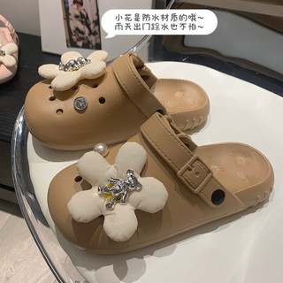 Xixitiao Đi Biển Kỳ Nghỉ Mùa Hè Ngoài Mặc eva Latte Màu Baotou Dép Đế Dày Mềm Nữ