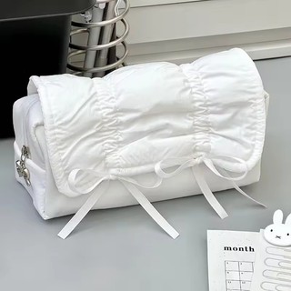Nơ Dây Rút Túi Bút Màu Trơn Canvas Hộp Đựng Bút Chì Dung Tích Lớn Văn Phòng Phẩm Túi Bảo Quản Học Sinh Quay Lại Trường Phụ Kiện