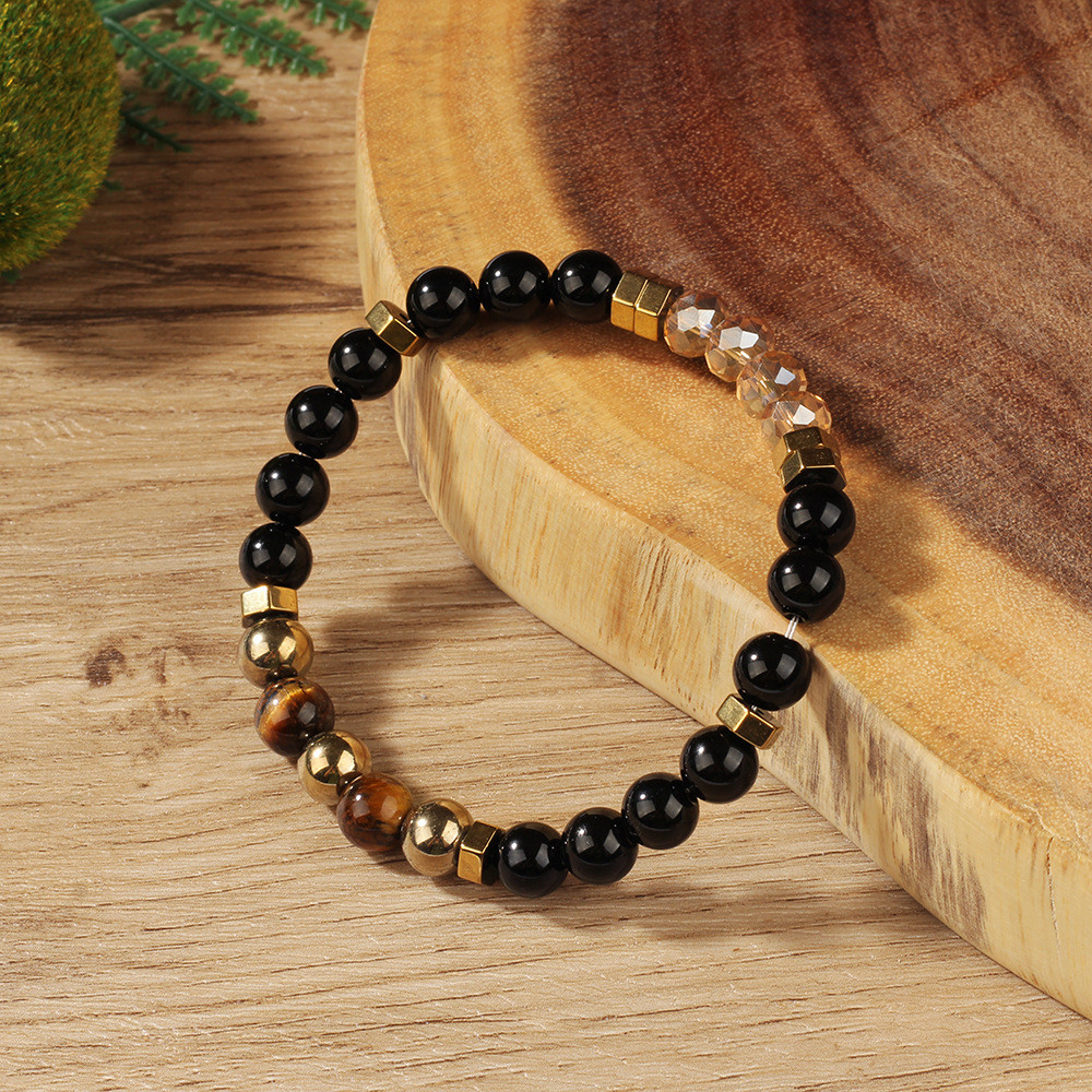 Vòng tay pha lê tự nhiên Pyrite Tiger Eye Stone Vòng tay nam