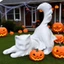 QEARY Halloween Mèo Đen Tượng, Handmade Dễ Thương Co Giãn Hình Mèo, Động Vật Ma Quái Phát Sáng Trong Bóng Tối Trắng Độc Đáo Halloween Áo Khoác Ma Trang Trí Tiệc