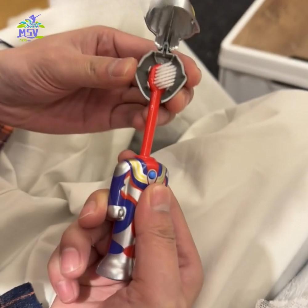 Bàn chải đánh răng co giãn hoạt hình Ultraman - Lông mềm cho trẻ em