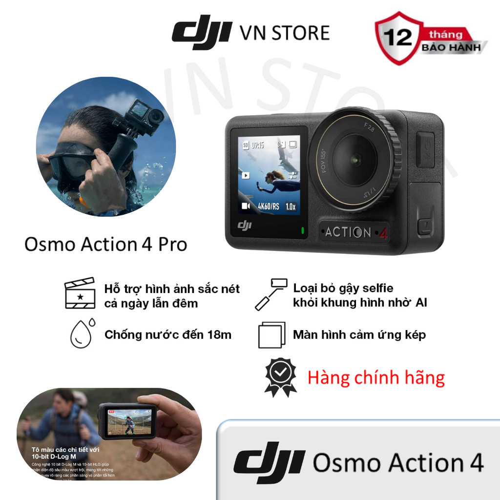 Camera hành động DJI Osmo Action 4 máy quay hành trình 4K 120fps, góc siêu rộng - DJI VN