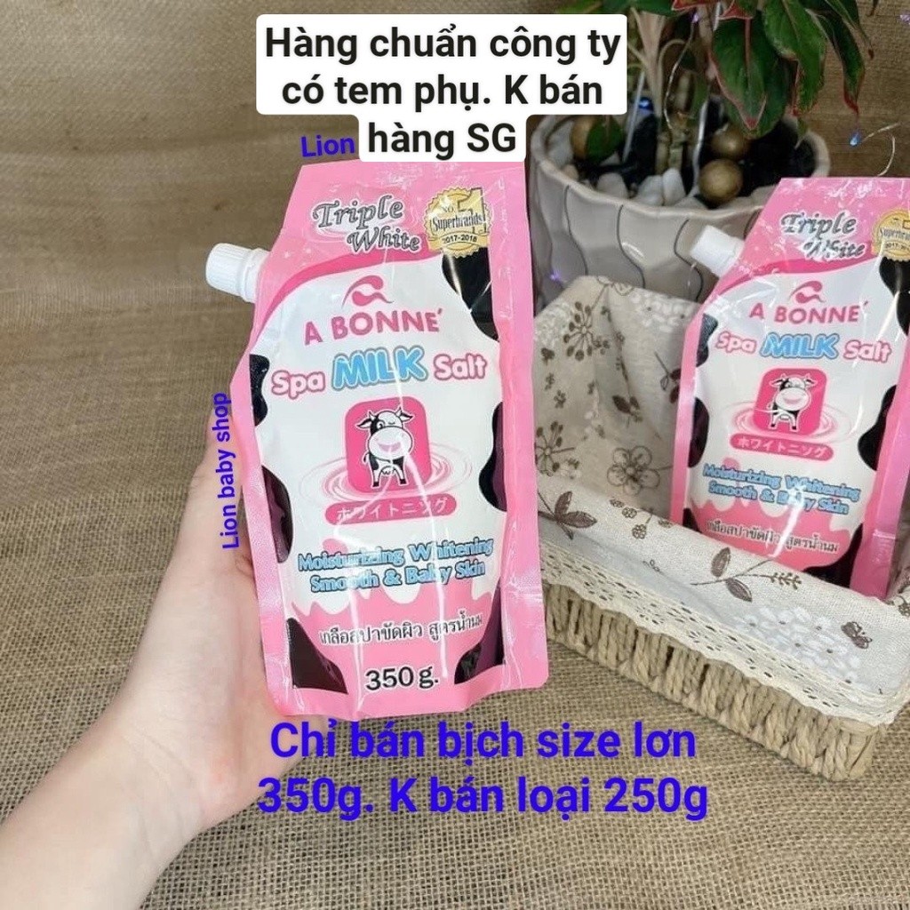 Muối Tắm Sữa Bò A Bonne bịch lớn 350g, Cam kết nội địa thái 100% tẩy sạch da chết zá hạt dẻ...