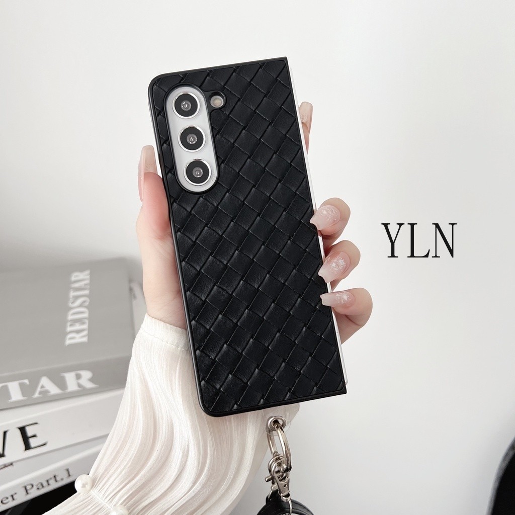 Dành Cho Samsung Galaxy Z Fold 3 4 5 6 7 Phong Cách Tối Giản Phong Cách Dệt Quy Trình Gấp Ốp Điện Thoại Cho Galaxy Z Fold7 Có Dây Buộc Vỏ Bảo Vệ Chống Sốc