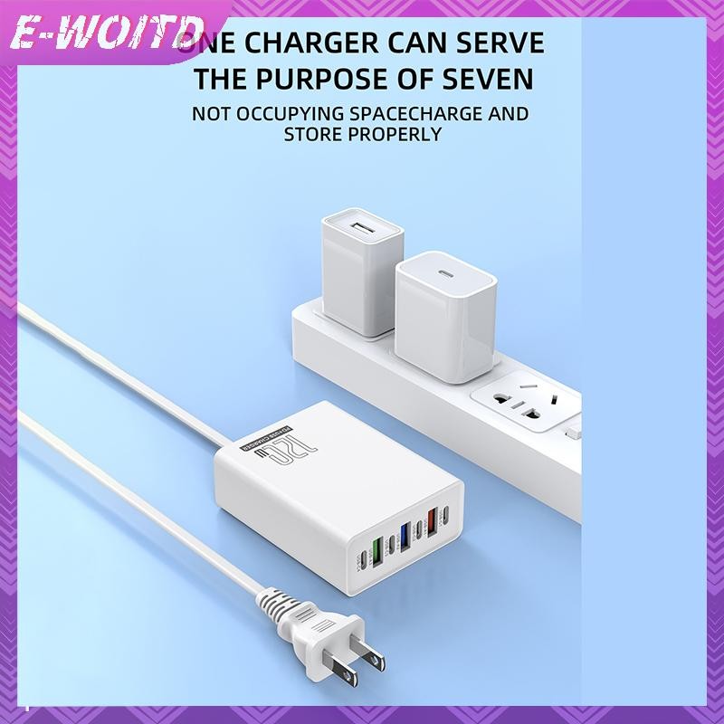 E-WOITD 120W USB Type-C Máy Tính Để Bàn Sạc Điện Thoại PD Power Station Cho Huawei Cho Máy Tính Bảng HNVN