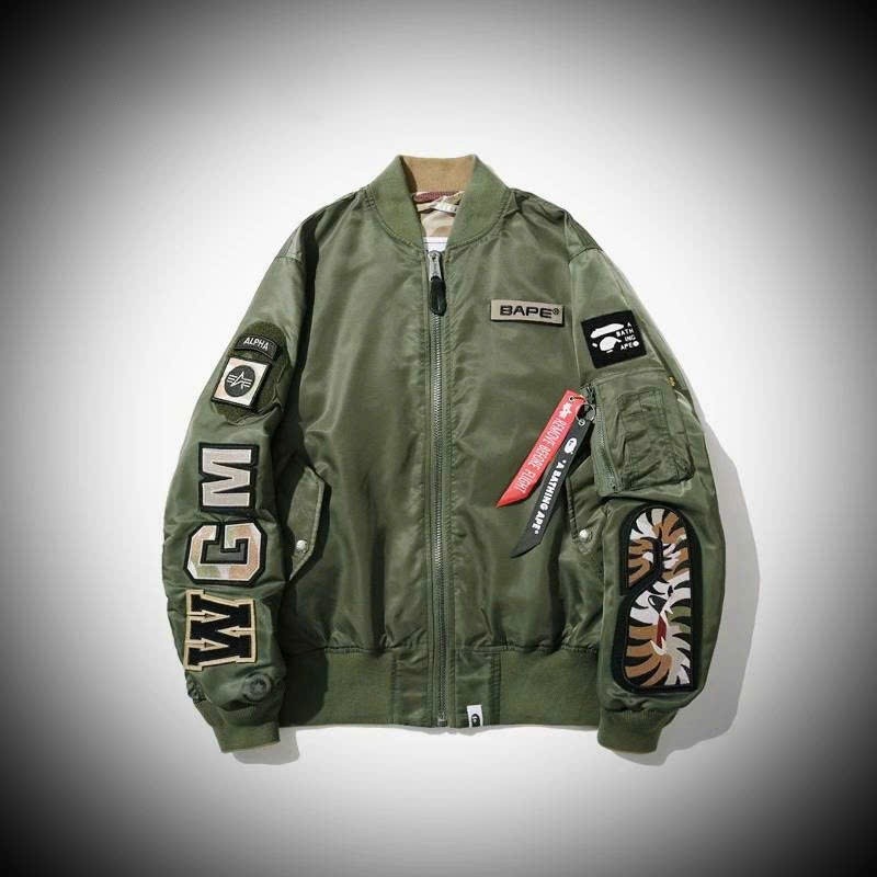 Áo Bomber Cá Mập Bape Xanh Rêu KCloset Áo Khoác Gió Dù 2 Lớp Dày Dặn Dáng Rộng Nam Nữ NA974