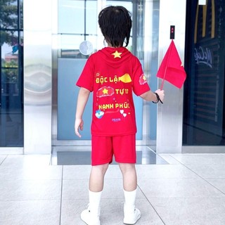 Bộ quần áo VIỆT NAM cho bé 14-52kg tặng kèm Cờ và Khăn dành cho cả bé trai và bé gái. Chất liệu co dán, thấm hút mồ hôi.