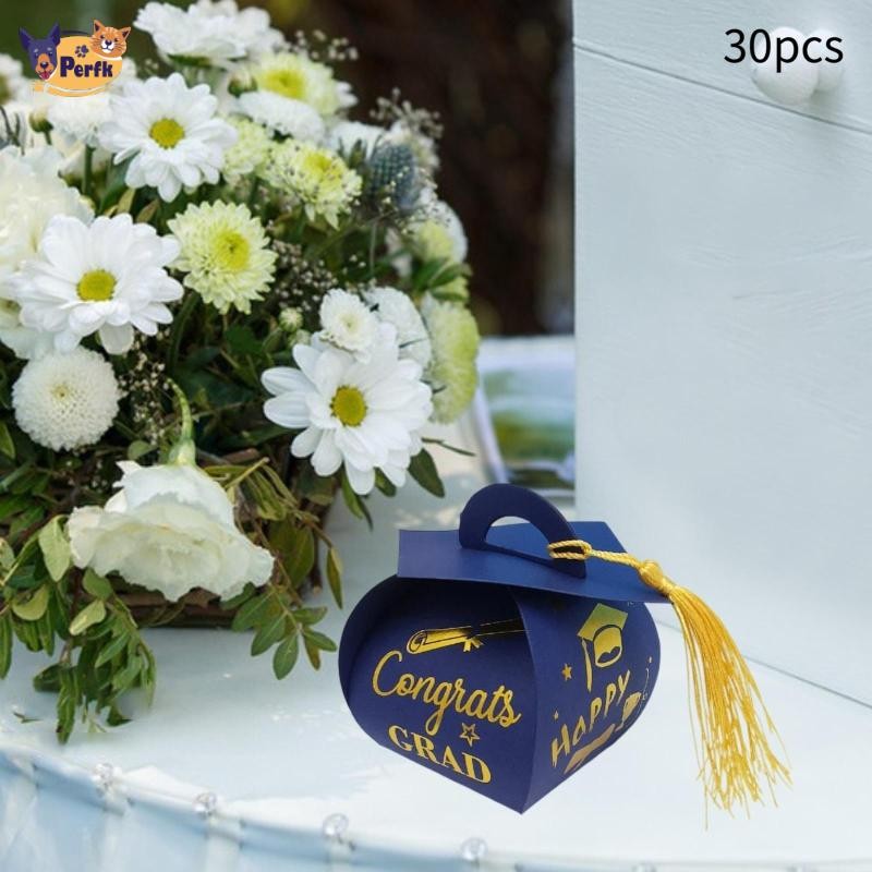 30x Mũ Tốt Nghiệp Hộp Quà Tặng Hộp Kẹo Có Tua Rua Bàn Trung Tâm