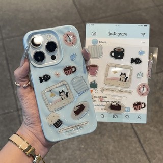 Ốp điện thoại cặp đôi nhãn dán 3D dễ thương cho iPhone 11 16 13 15 14 12 Pro Max Vỏ họa tiết sao băng không đều đơn giản INS Hàn Quốc Thiết kế mới Vỏ bảo vệ chống sốc