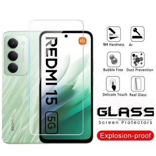 Redmi 15 5G 2025 2in1 Kính Bảo Vệ Cho Xiaomi Redmi 15 Redmi15 4G 5G 9H HD Điện Thoại Mặt Trước Kính Cường Lực Phim Bảo Vệ Màn Hình Camera Mặt Sau Ống Kính Phim