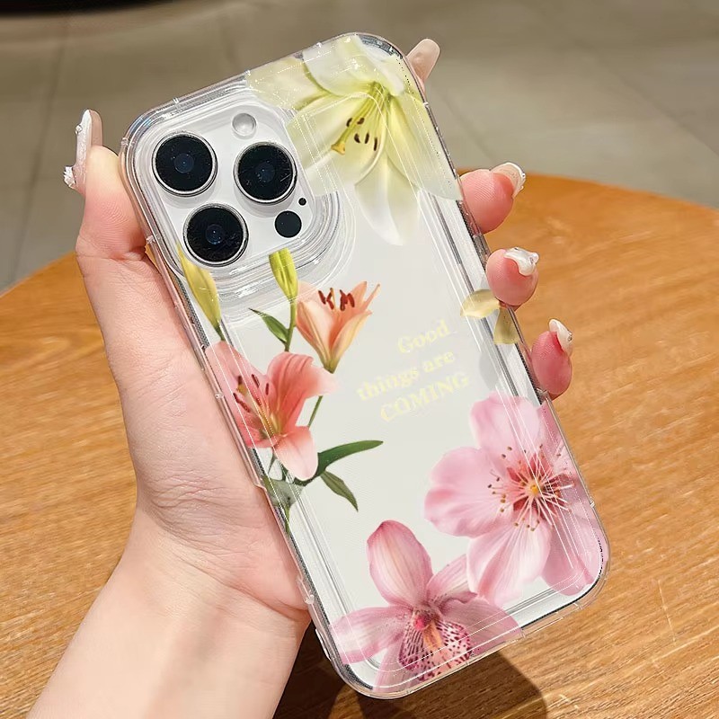Dành Cho iPhone 16 15 17 Pro Max 11 13 14 12 Pro Cho iPhone 16e 7 8 Plus XS Max X XR SE2022 Hoa Lily In Trong Suốt Chống Sốc Mềm