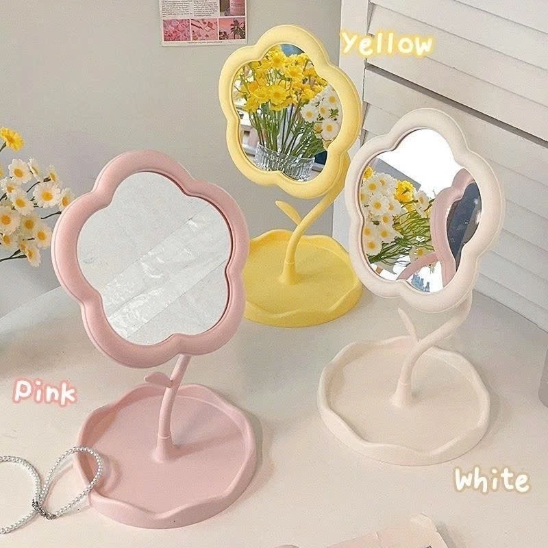 Gương decor để bàn trang điểm hình hoa xinh xắn AMIZIN
