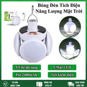 Bóng Đèn tích Điện 4 cánh sạc tích Điện năng lượng mặt trời , 5 chế độ sáng Đèn chiếu sáng trên bàn ngoài trời BB -383
