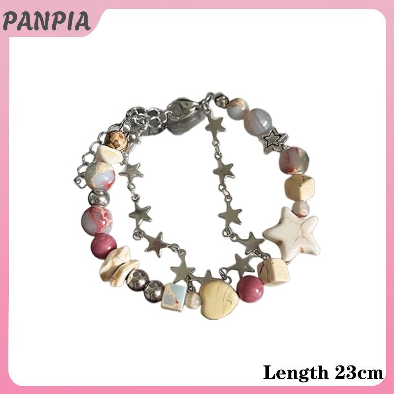 PANPIA-Harajuku Ngôi Sao Vòng Tay Cô Gái Pentagram Ngọc Trai Đính Hạt Lắc Tay Cho Nữ Vintage Thẩm Mỹ Quyến Rũ Vòng Tay Phụ Kiện Trang Sức Quà Tặng