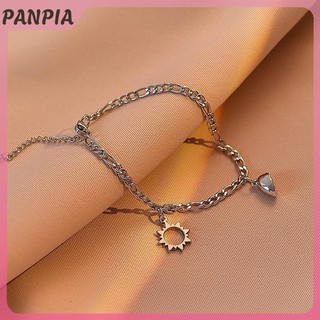 PANPIA-2 Chiếc Thép Không Gỉ Chống Phai Màu Hip-hop Tay Dây Xích Nam Châm Tình Yêu Mặt Trăng Mặt Trời Vòng Tay Cho Cặp Đôi Bạn Gái Trang Sức Tay Đơn Giản