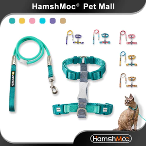 HamshMoc Chó Mèo Dây Combo POM Kẹp Kích Thước Điều Chỉnh Chống Rỉ D-Ring Tòn Rối-Free Rotator Thoải Mái Tay Cầm Polyester