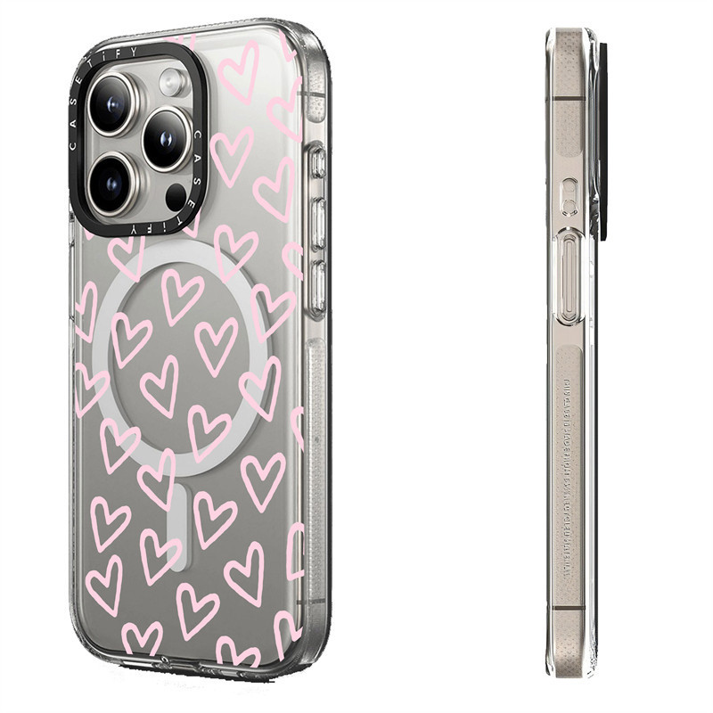 CASECASE X Full Màn Hình Tình Yêu Hút Từ Tính Trong Suốt Cứng Acrylic Lưng TPU Edge Case Sideband Phông Chữ Ốp Lưng Điện Thoại Tác Động Dành Cho Apple IPhone 13 14 15 16 Pro Max