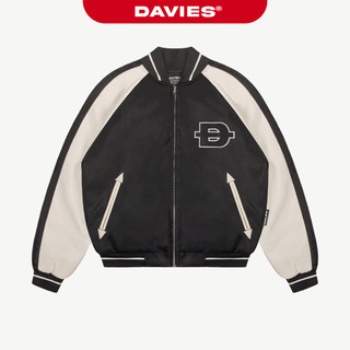 Áo khoác Souvernir Track nam nữ dù DAVIES hình thêu logo tay phối màu tương phản bo chun Track Bomber Jacket | D-AK24