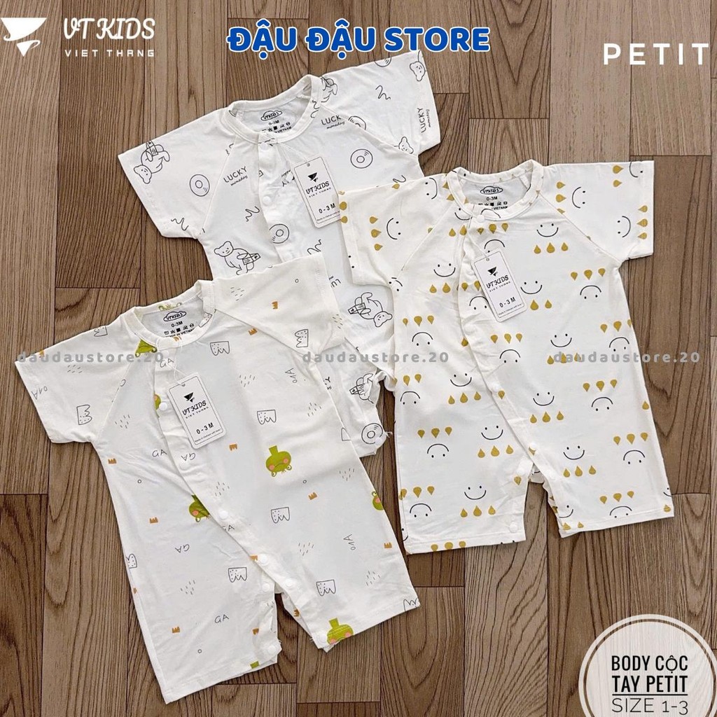 Set 2/3 Body Cộc Tay Thun Petit VT Cúc Bấm Vạt Chéo Sơ Sinh mềm mịn cho bé trai bé gái 3-9kg VT-BDC06 Đậu Đậu Store