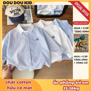 SM09 Áo Sơ Mi Bé Trai 15-48kg,Chất Áo Đẹp Mát Cho Cà Bé Đi Học Thấm Hút Mồ Hôi