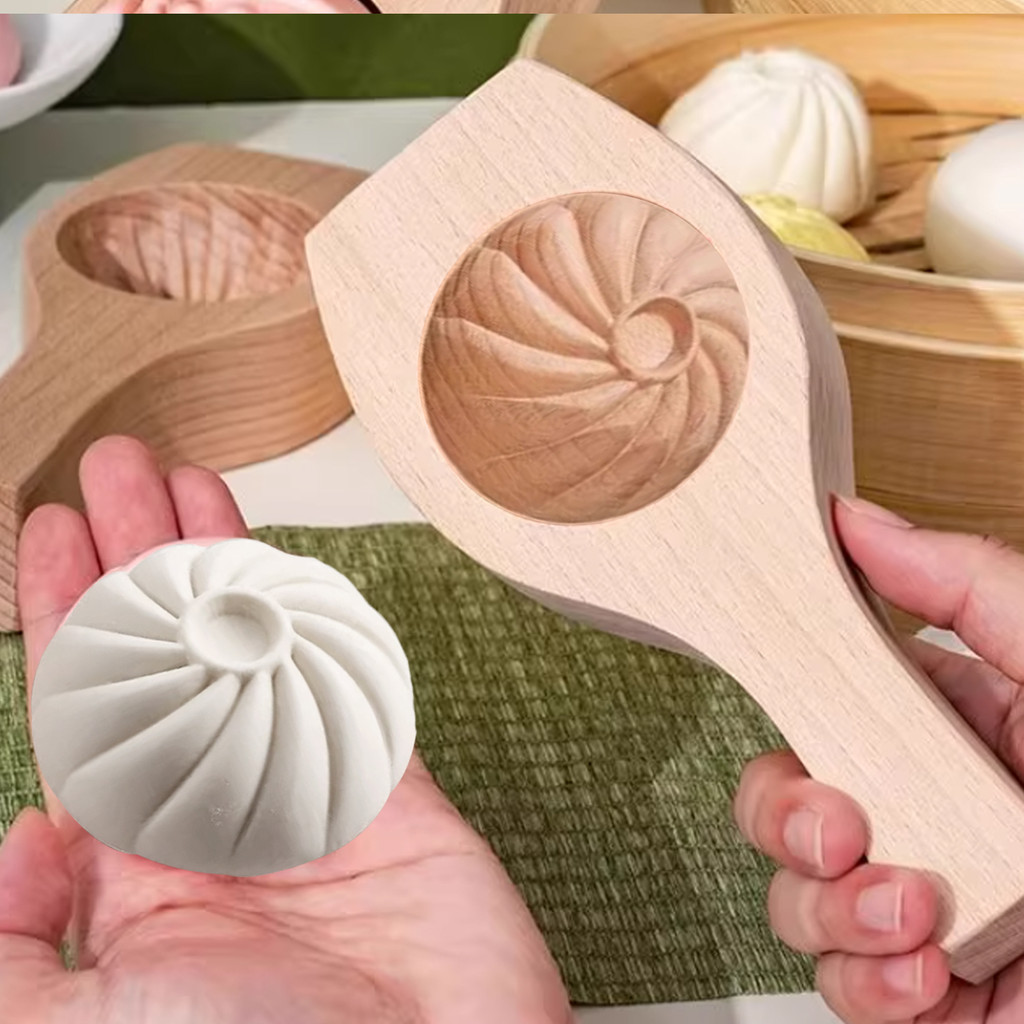 Khuôn bánh ngọt bằng gỗ nguyên khối 3 kích cỡ cho bánh bao / món tráng miệng | Dụng cụ nhà bếp thân thiện với môi trường với bề mặt nhẵn, dễ dàng làm sạch & thiết kế chống dính