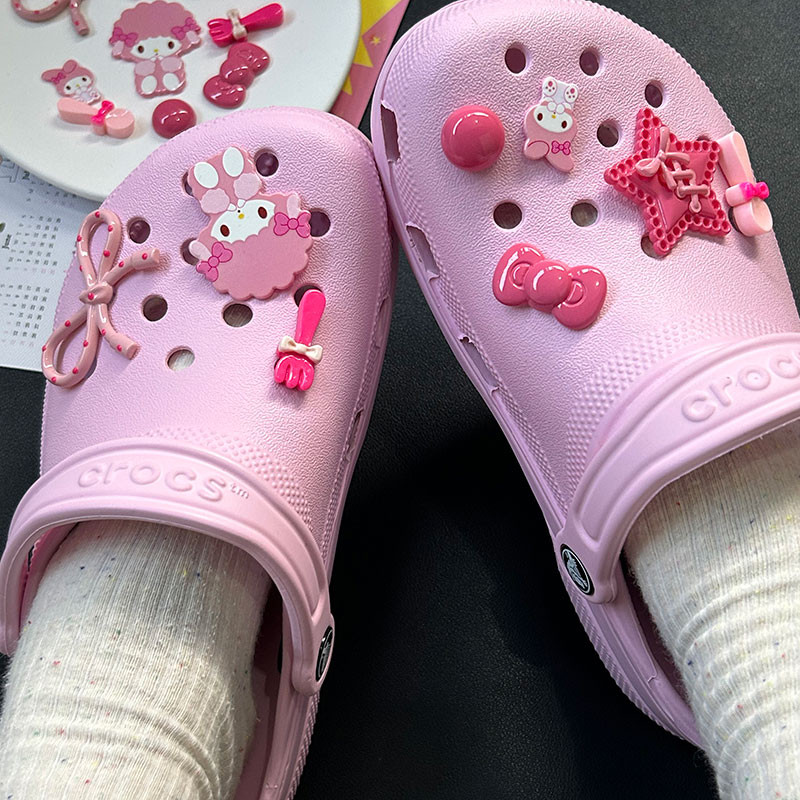 Phụ Kiện Giày Lỗ Hoạt Hình Dễ Thương Cô Gái Trái Tim Giai Điệu Giày Hoa Thích Hợp Cho crocs Khóa Giày DIY Có Thể Tháo Rời Khóa Giày Lỗ Khóa Giày Busch Khóa Giày Zhibixing ins Giày Hoa
