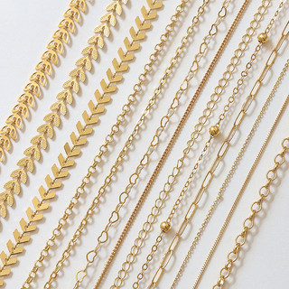 Đồng Clad Vàng Vàng Thật Mạ Điện Chữ O Dây Xích Lá Tình Yêu Bảo Quản Màu Tự Làm Handmade Trang Sức Vòng Cổ Rời Dây Xích Phụ Kiện