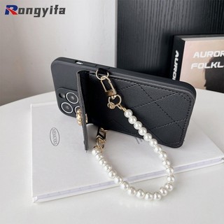 Dành Cho iPhone 15 14 Plus X XR XS 11 13 Pro Max 12 Pro 12 13 Mini 7 8 6 6s Plus SE Hộp Đựng Thẻ Vỏ Điện Thoại 3D Kim Loại Camilla Túi Đựng Thẻ Ví Ngọc Trai Dây Đeo Ngang Vỏ Điện Thoại