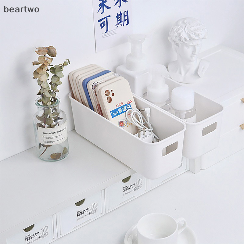 < Beartwo > Hộp đựng điện thoại di động để bàn đơn giản Hộp đựng mỹ phẩm Hộp đựng đồ lặt vặt dung tích lớn Giỏ đựng đồ lặt vặt Đẹp