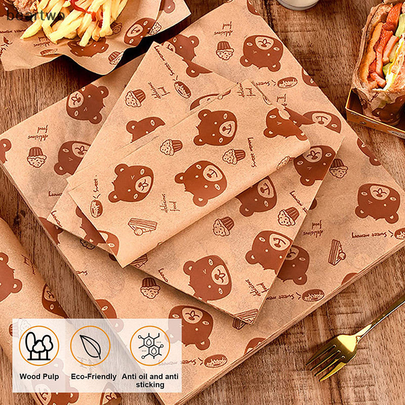 < Beartwo > 50 Chiếc Giấy Bao Bì Sandwich Hoạt Hình Bọc Gói Dùng Một Lần Hộ Gia Đình Chống Dầu Cuộn Gà Ăn Sáng Nướng Dụng Cụ Nhà Bếp Đẹp